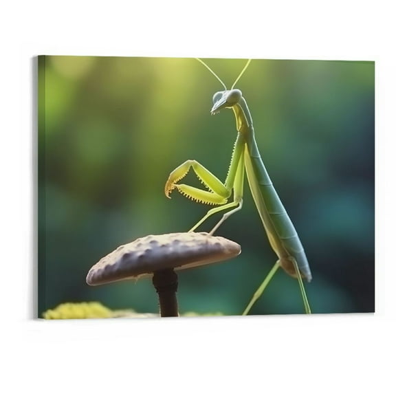 Creowell Fall Decor Mantis Mushroom Insect Canvas Wall Art Picture 20x16in for Living Room Bedroom Home Decor 20x16in