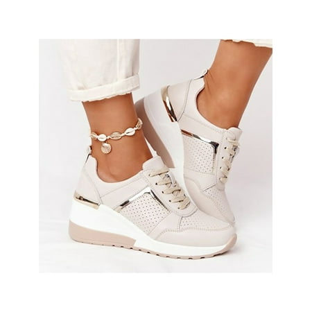 

UKAP Women Wedge Sneakers Trainers Sneakers Ankle Comfy Lace Up Sneakers Sports Shoes