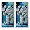 thumbnail image 2 of Designart "Still Life White Blossoms on Blue Background I" Floral Framed Wall Art Set Of 2 - Traditional Blue Framed Canvas Set For Living Room Decor, 2 of 6