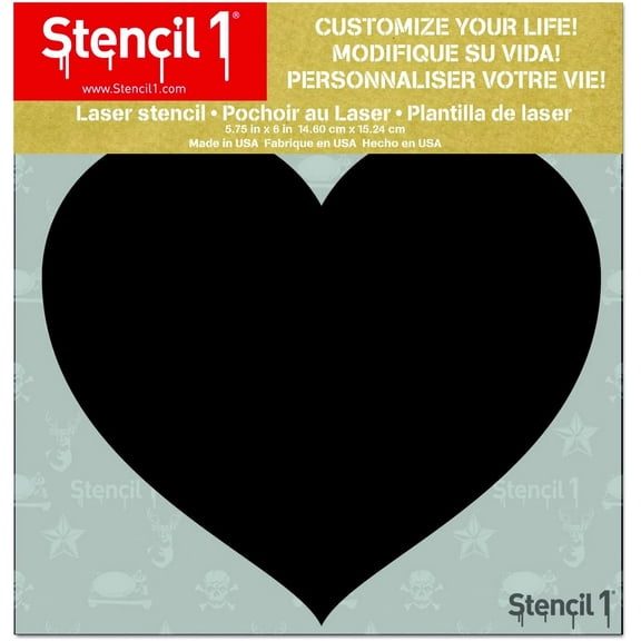 Stencil1 Tattoo Heart Stencil 5.75" X 6" Art Craft