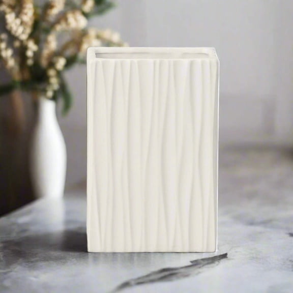 Quarin Embossed Wavy Ceramic Vase