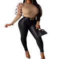thumbnail image 2 of PENGXIANG Femmes Col Roulé Mesh Polka Manches Longues Transparentes Pull Top Pull Chemisier, 2 of 5