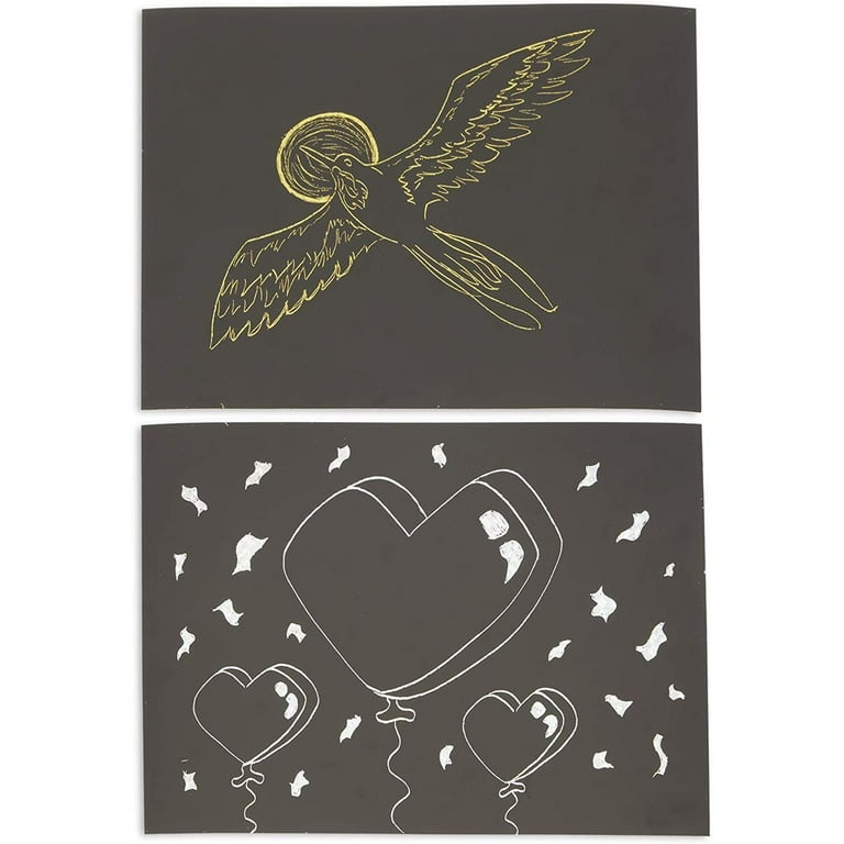 36 Scratch Sheets with 2 Wooden Styluses for Art, Gold and