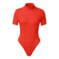 thumbnail image 3 of Baqcunre Women's Sexy Tight Solid Color High-Neck Short-Sleeved Bodysuit,Size S-XL,Body Suits for Womens,Bodysuits for Women,Sexy Tops for Women,Womens Clothes,Color Red, 3 of 3