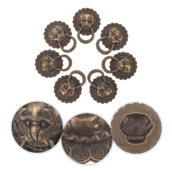 Toyvian 10Pcs Bronze Decorative Drawer Pulls with Vintage Lion Head for Cabinet and Furniture Use