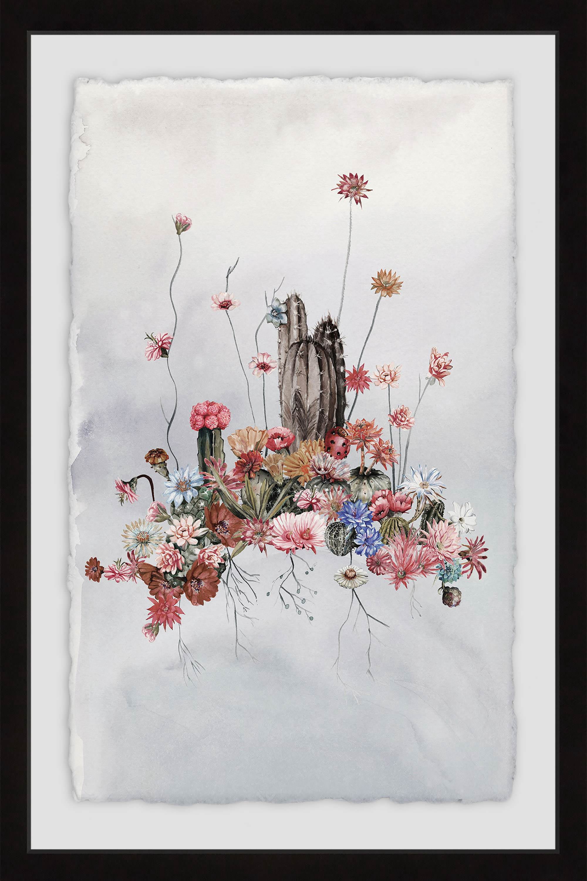 Blush Cactus Flowers Framed Painting Print