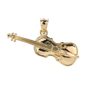 GOLD 3D CELLO PENDANT NECKLACE : 14K Pendant with 16