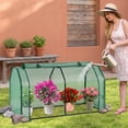thumbnail image 2 of Costway 47" x 22" x 24" Portable Mini Greenhouse with 2 Zipper Doors & Ground Stakes Green, 2 of 8