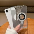 thumbnail image 5 of Magnetic Ring Stand for iPhone 16e Case with Built-in Glass Camera Protector, (Compatible with Magsafe) Women Girly Clear Bling Rhinestones Slim Phone Case for iPhone 16E 2025 6.1'' (Silver), 5 of 12