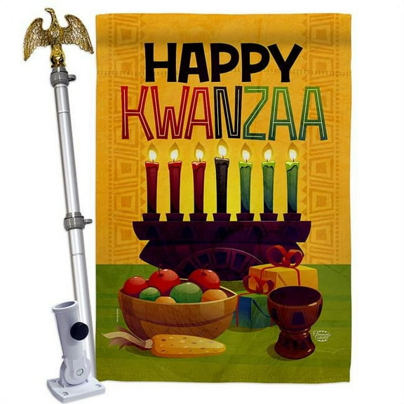 Ornament Collection HS190020-BO-02 28 x 40 in. Harvest Kwanzaa House Flag Set Black History Double-Sided Decorative Vertical Flags & Decoration Banner Garden Yard Gift