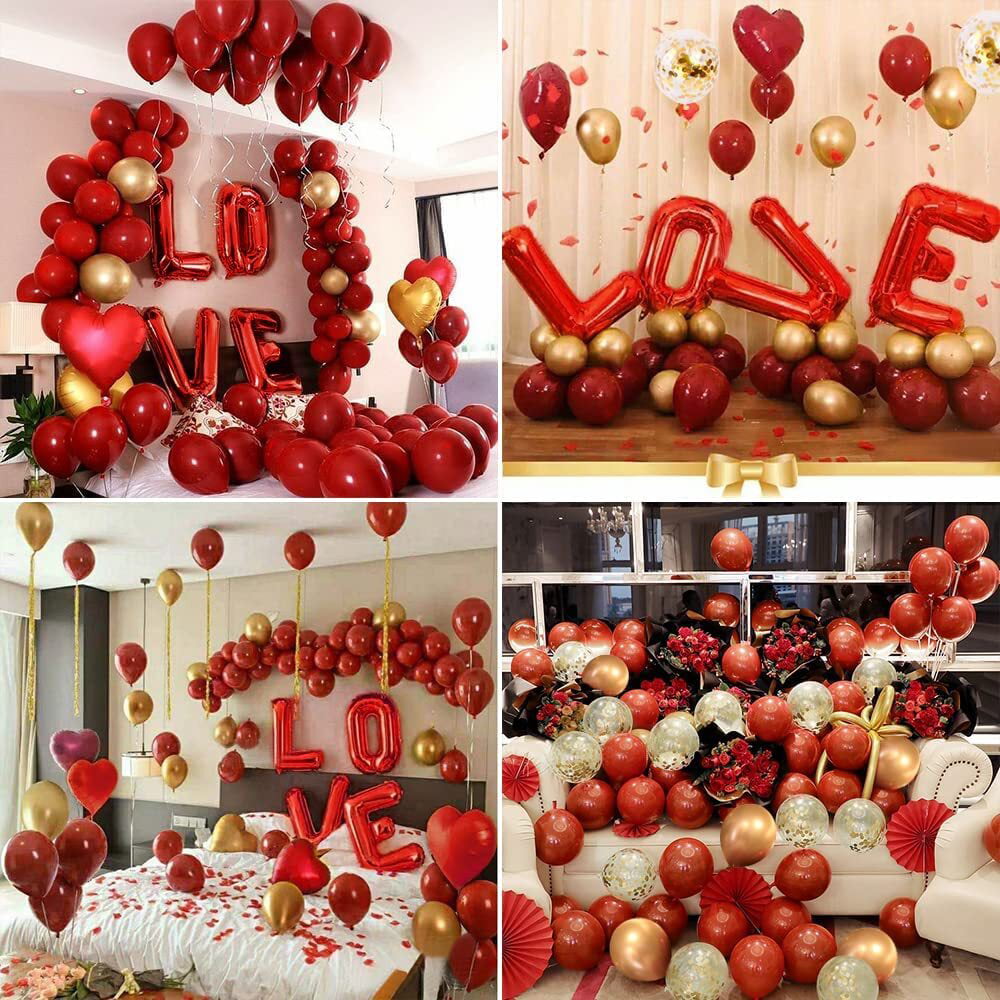 Party Propz I Love You Balloons for Decoration - 47 Pcs Happy Anniversary  Decoration Items | Red and Gold Balloons for Decoration | Romantic  Decoration for Bedroom, Red Engagement Backdrop Decoration :
