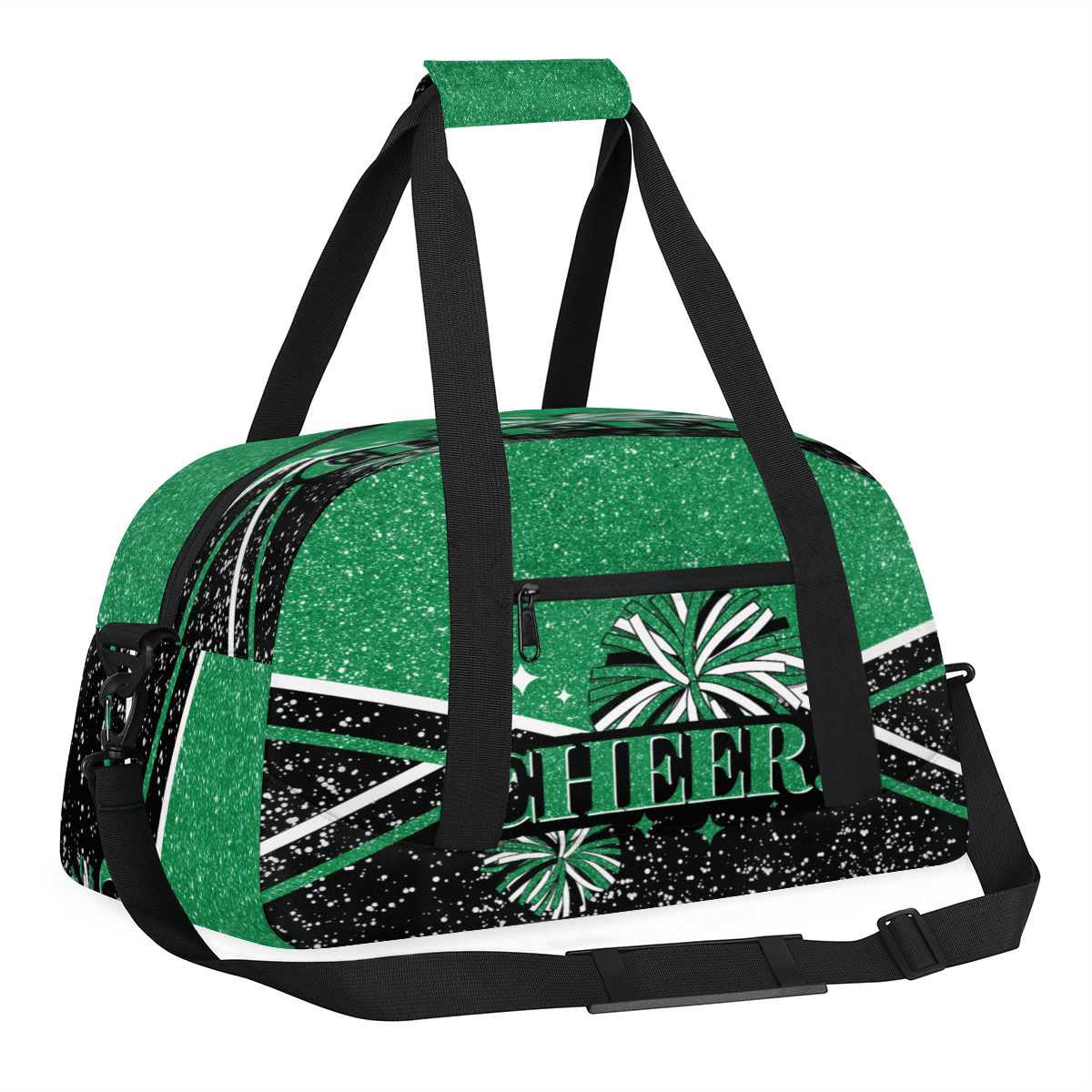 Herdesigns Cheer Bags Sport Duffle Bag Green Cheerleader Gym Bag Overnight Travel Bags Waterproof Weekender Bag Carry On Travel Tote Bag Dance Bags