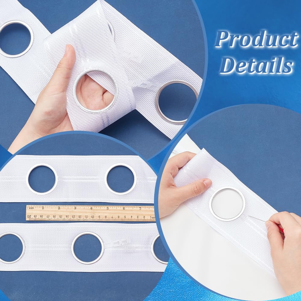 21.9 Yards Drapery Curtain Heading Grommet Tape 2.95 Inch Wide White Cloth Tape with Grommets DIY Curtain Heading Tape Hole: 1.7 Inch for DIY