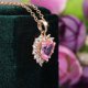 thumbnail image 4 of Collar de circonita cúbica en forma de corazón de diamante rosa sólido TUNC Sencillez, 4 of 5