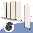 thumbnail image 3 of YASRKML 6FT 4 Panel Rolling Room Divider, Self-lockable Room Dividers and Folding Privacy Screens with Wheels, Partition Privacy Screens , Portable Wall Divider for Room Separation, Beige, 3 of 7