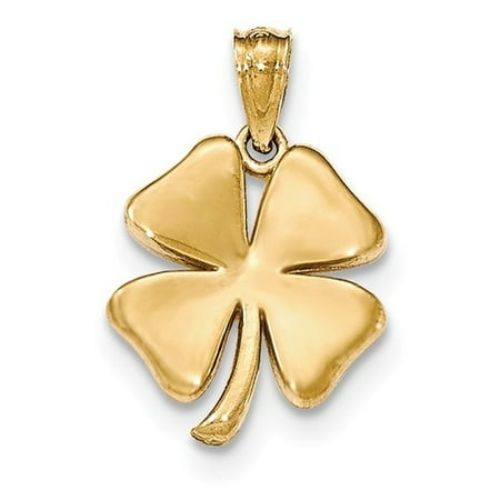 14k Yellow Gold Leaf - 14k Yellow Gold Polished 4 Leaf Clover Pendant