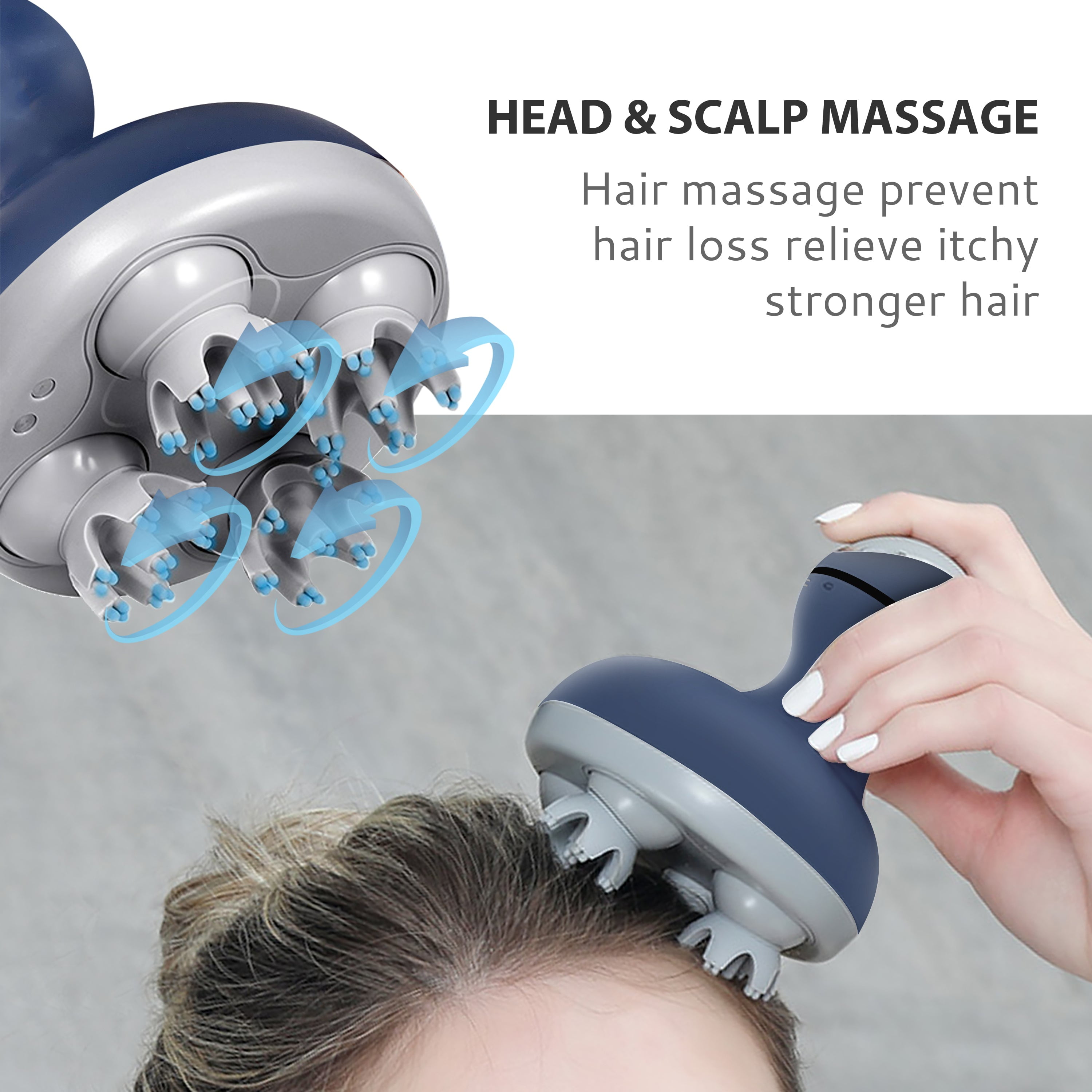 6034﻿ Air Cushion Massage Brush, Airbag Massage Comb with Long Handle,  Self-Cleaning Hair Brush, Detangling Anti-Static for All Hair