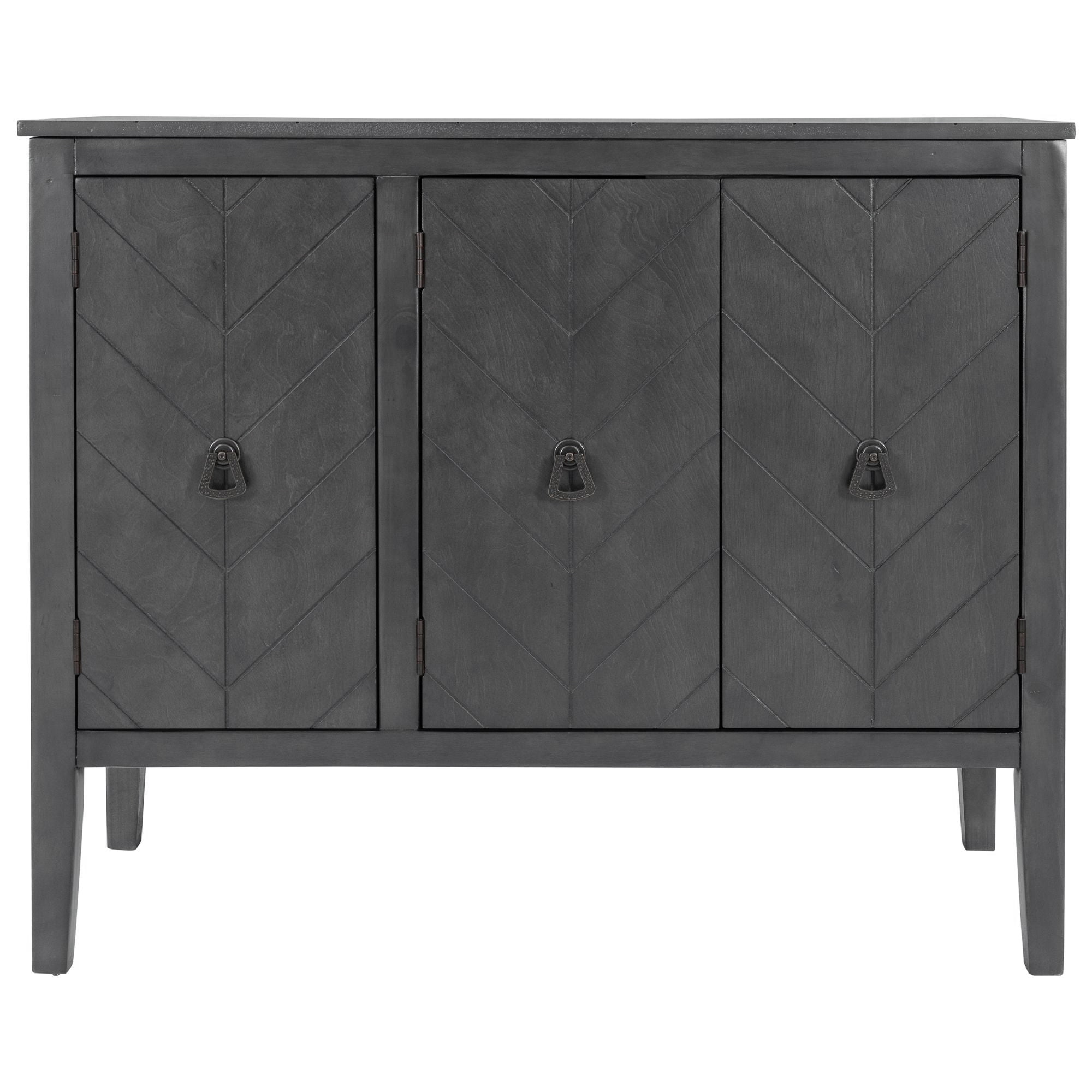 Harper & Bright Designs Wooden Accent Storage Cabinet, Console Table with Adjustable Shelf and 3 Antique Doors, Modern Sideboard Buffet Storage Cabinet for Entryway, Living Room, Bedroom, Gray