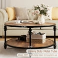 thumbnail image 2 of 2-Tier Round Coffee Table for Living Room Rustic Center Table with Storage Shelf Wood Circle Coffee Table with Metal Legs, 2 of 8