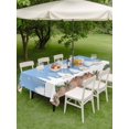 thumbnail image 3 of Outdoor Tablecloth with Umbrella Hole and Zipper, Christmas Blue Rectangle Table Cloth 54x80 Inch Waterproof Tablecloth, White Xmas Tree Forest Poinsettia Rustic Wooden Picnic Table Cover for Patio, 3 of 7