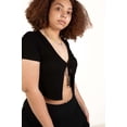 thumbnail image 3 of Ragstock Extended Sizes Black Tie Front Short Sleeve Cardigan, 3 of 4