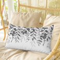 thumbnail image 4 of Grey Leaves Pillow Covers, Linen Long Throw Pillow Case, Summer Botanical Holiday Pillow Protector Decorative Cushion Cover for Living Room/Bedroom 12" x 20", 4 of 8