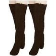 thumbnail image 2 of HUPOM 2 Pairs Socks for Women Summer Clearance Fashion Knee-High Soft Slipper Socks Brown, 2 of 6