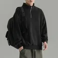thumbnail image 2 of Sudaderas para hombre Top sin capucha Ropa para hombre Jersey liso Polar con media cremallera Sudadera divertida Harajuku Moda Otoño Emo, 2 of 5