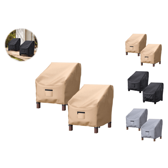 Outdoor Chair Covers, Oxford Cloth Patio Furniture Protective Covers, 2 Pack Anti-Fade Lawn Chair Covers, Designed For Residential Backyard Outdoor Furnitures(Beige)