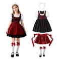 thumbnail image 2 of WRKEKC Girls Costume Dress Set Long Sleeve Vintage Maid Apron Puff Sleeve Stage Performance Gown for 3-11 Years, 2 of 8