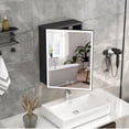 thumbnail image 5 of Caulitar 22 x 16 inch LED Medicine Cabinet with Mirror, Black Aluminum Bathroom Vanity Mirror with Lights, Dimmable & Anti-Fog, Wall Mounted Storage, 5 of 13