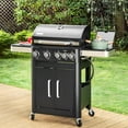 2 in 1 Propane Gas BBQ Grill with Side Burner & PorcelainEnameled Cast