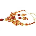thumbnail image 5 of UDIYO Bridal Wedding Party Red Golden Color Alloy Pendant Necklace Earrings Set, 5 of 7