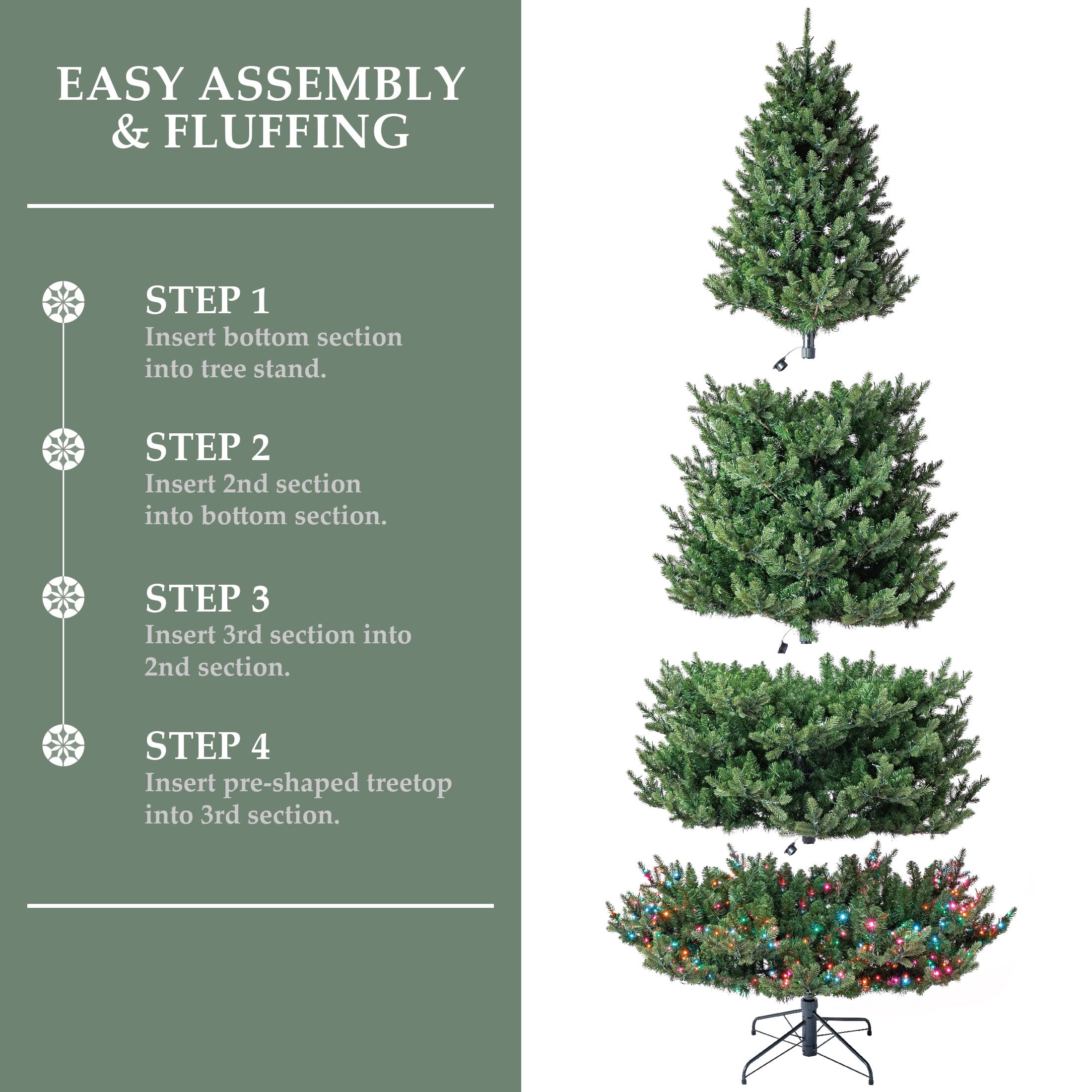 My Texas House 9FT Grand Spruce Prelit Green Artificial Christmas Tree with LumaDazzle Color-Changing Twinkle LED Lights and Quick Set