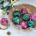 thumbnail image 5 of Kugisaki Christmas Decor 8 PCS Glitter Embellished Christmas Ball Ornaments Set, 8cm/3.14in Festive Decor in Teal & Magenta Colors with Geometric Patterns House Holiday Party Decoration, 5 of 6