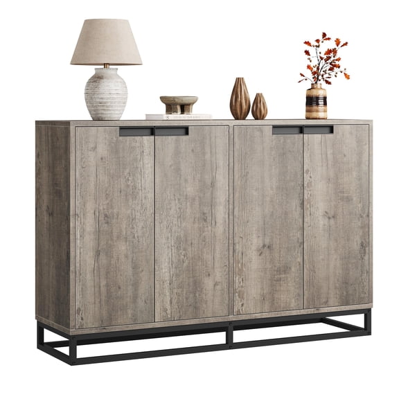 55" Buffet Cabinet with Storage, Large Kitchen Accent Modern Sideboard Cabinet with 4 Doors and Shelves, Coffee Bar Table for Kitchen Dining Room, Living Room