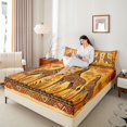 thumbnail image 3 of Manfei Rustic Giraffe Bed Sheets,Vintage Wildlife Full Size Sheets,Orange Brown,4-Piece,1 Flat Sheet, 1 Fitted Sheet and 2 Pillowcases, 3 of 6