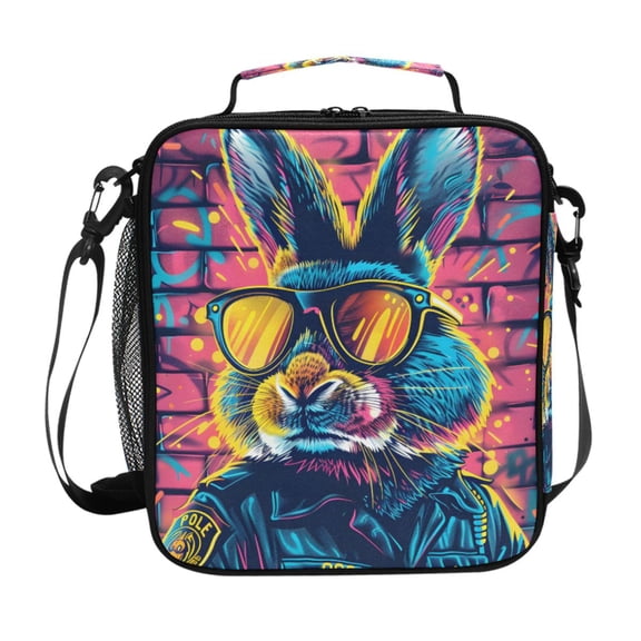 ALAZA Cool Rabbit with Sunglasses Lunch Box Insulated Lunch Bag Reusable Thermal Cooler Tote School Picnic