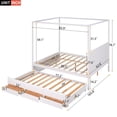 thumbnail image 5 of Queen Size Canopy Platform Bed with Twin Size Trundle and Three Storage Drawers,White, 5 of 6