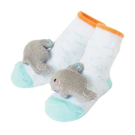 C.R. Gibson Rattle Toe Infant Socks - Baby Booties with Attached Shaker