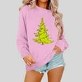 thumbnail image 2 of Penkiiy Christmas Sweatshirts for Women Embroidered Christmas Tree Shirt Xmas Tree Gift Casual Long Sleeve Pullover Tops L Pink, 2 of 6