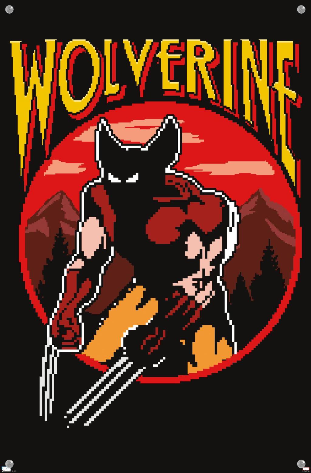 Marvel Comics - Wolverine - Retro Gaming Wall Poster with Pushpins, 14.725" x 22.375"