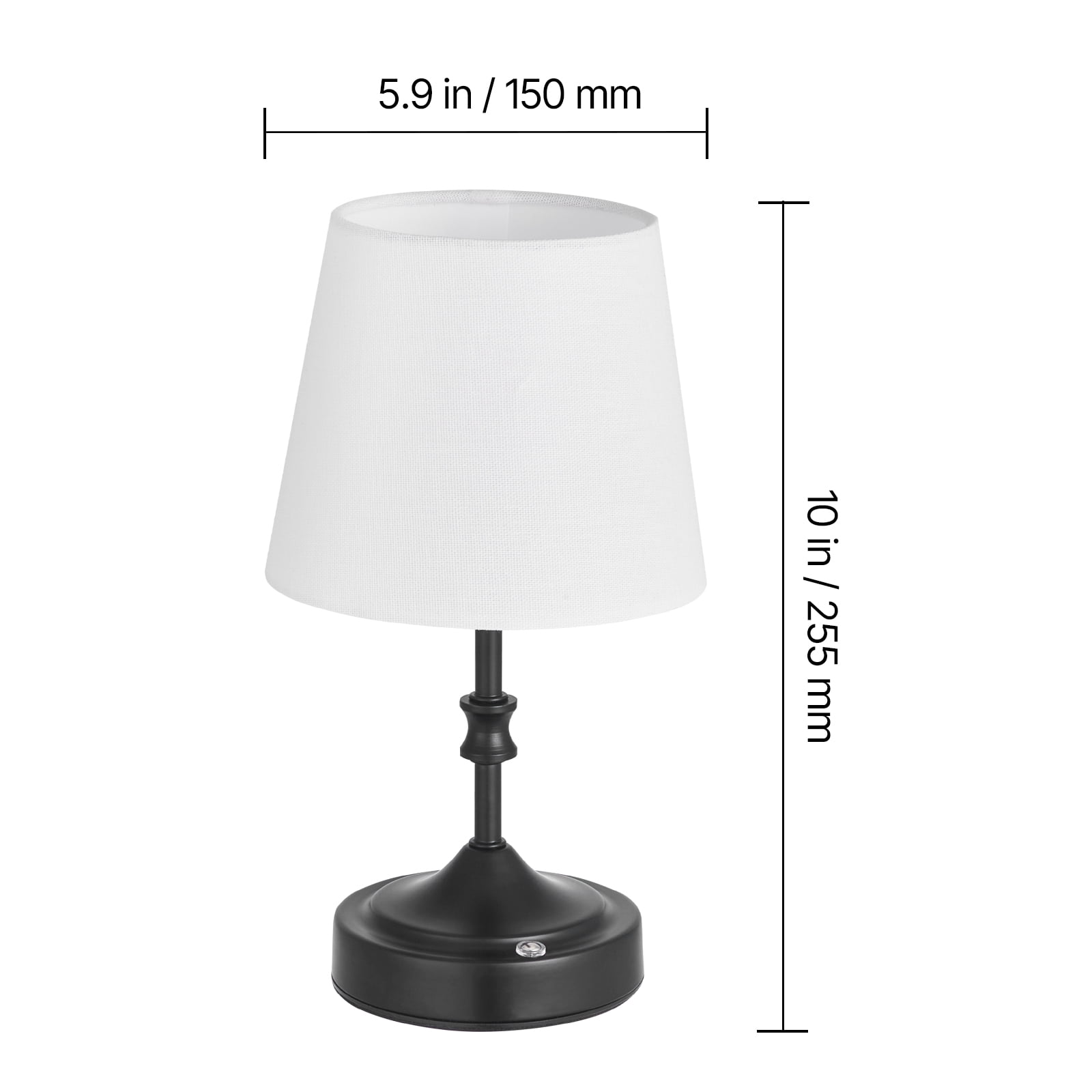 VEVOR Cordless Table Lamp, 5200mAh Built-in Rechargeable Battery Small Desk Lamp, 3-Level Brightness, Fabric Shade, 2700-3000K Color Temperature, Table Light for Restaurant, Bedroom, Bars, Black