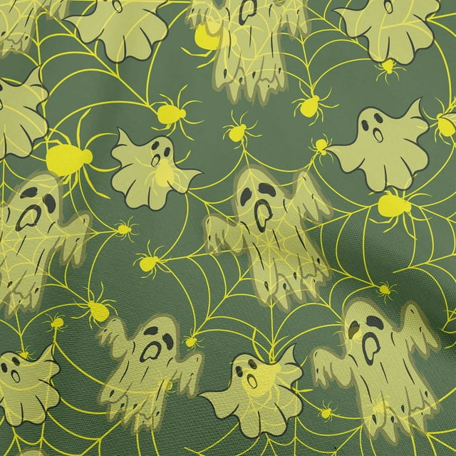 oneOone Rayon Olive Green Fabric Halloween Craft Projects Decor Fabric Printed By The Yard 56 Inch Wide
