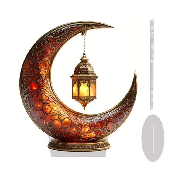 Ramadan Decorations for Home,Ramadan Gifts for Kids, Eid Mubarak Islamic 2D Moon Castle Sign Ornaments,for Muslim Islam Eid Decorations Art Arabic Accessories Acrylic Decorative Sign