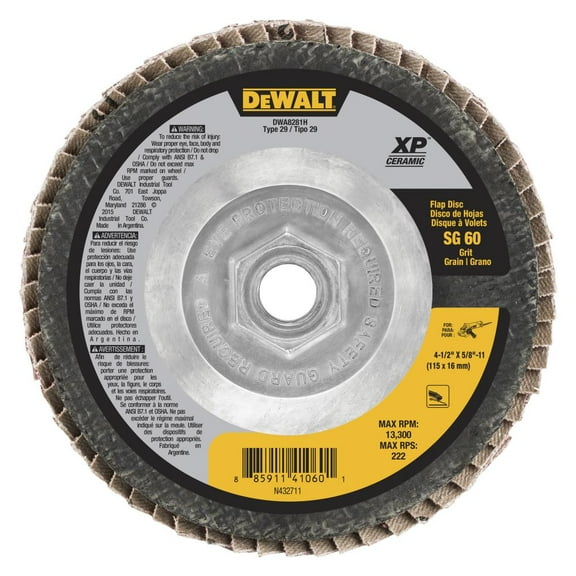 DeWALT DWA8281H 4-1/2 x 5/8-11 60 Grit Ceramic Flap Disc