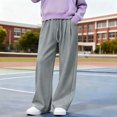 thumbnail image 4 of nerohusy Sweatpants for Girls Elastic High Waisted Drawstring Pants Casual Solid Straight Wide Leg Sports Pants with Pockets 11-12 Years, 4 of 6
