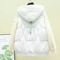 thumbnail image 4 of Padded Puffer Vest for Women Sleeveless Solid Hooded Zip Up Jacket with Pockets White M, 4 of 5