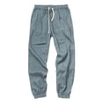 thumbnail image 3 of Sweatpants for Men 2025 Summer Linen Drawstring Harem Jogger Pants with Pockets Mens Casual Pants Trousers, 3 of 5