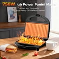 thumbnail image 5 of OSTBA 2-Slice Sandwich Maker and Panini Press Grill, 750W Fast Heating Breakfast Sandwich Maker with Removable Nonstick Plates, Compact Grill for Grilled Cheese, Sandwiches and Steaks, 5 of 11